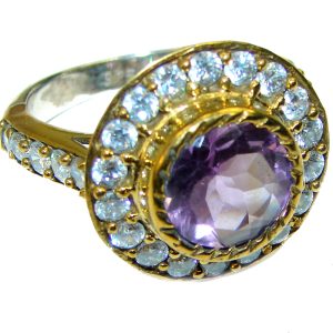 Spectacular genuine Amethyst .925 Sterling Silver Handcrafted Ring size 9 3/4