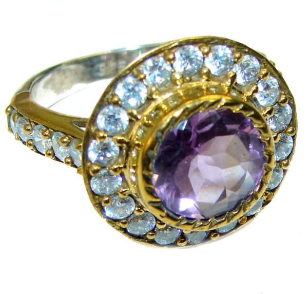 Spectacular genuine Amethyst .925 Sterling Silver Handcrafted Ring size 9 3/4