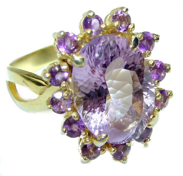 Spectacular genuine Amethyst 14K Gold over.925 Sterling Silver Handcrafted Ring size 8