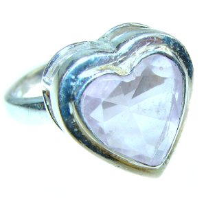 Spectacular genuine Pink quartz .925 Sterling Silver handcrafted Ring size 6