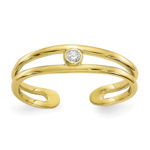 Split Shank Cubic Zirconia Toe Ring in 10K Yellow Gold