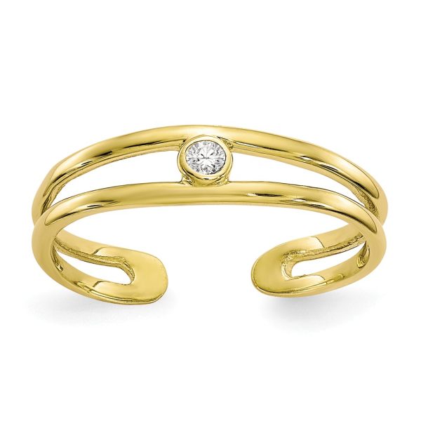 Split Shank Cubic Zirconia Toe Ring in 10K Yellow Gold