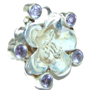 Spring Blooming Natural Amethyst .925 Sterling Silver handcrafted ring size 6