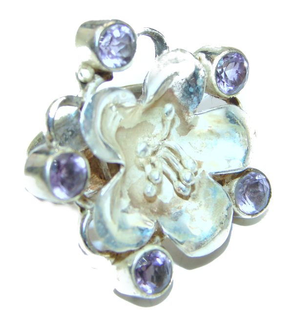 Spring Blooming Natural Amethyst .925 Sterling Silver handcrafted ring size 6