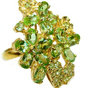 Spring Flower Peridot 14K Gold over .925 Sterling Silver ring s. 7 3/4