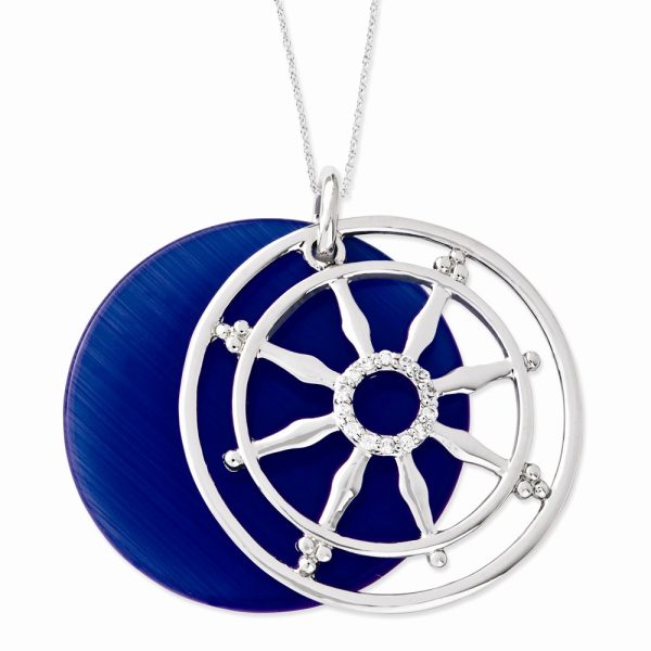 Stay On Target, Silver Captain's Wheel Necklace with Cubic Zirconia