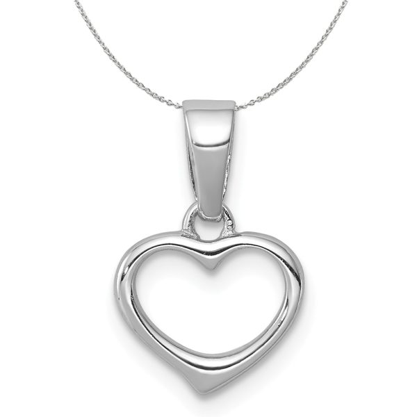 Sterling Silver 10mm Open Heart Necklace