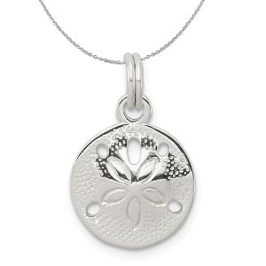 Sterling Silver 13mm Polished Sand Dollar Charm Necklace