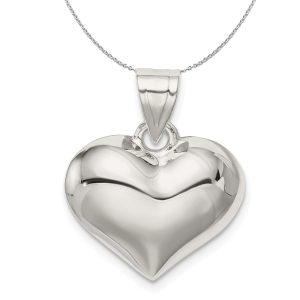 Sterling Silver 18mm Puffed Heart Necklace