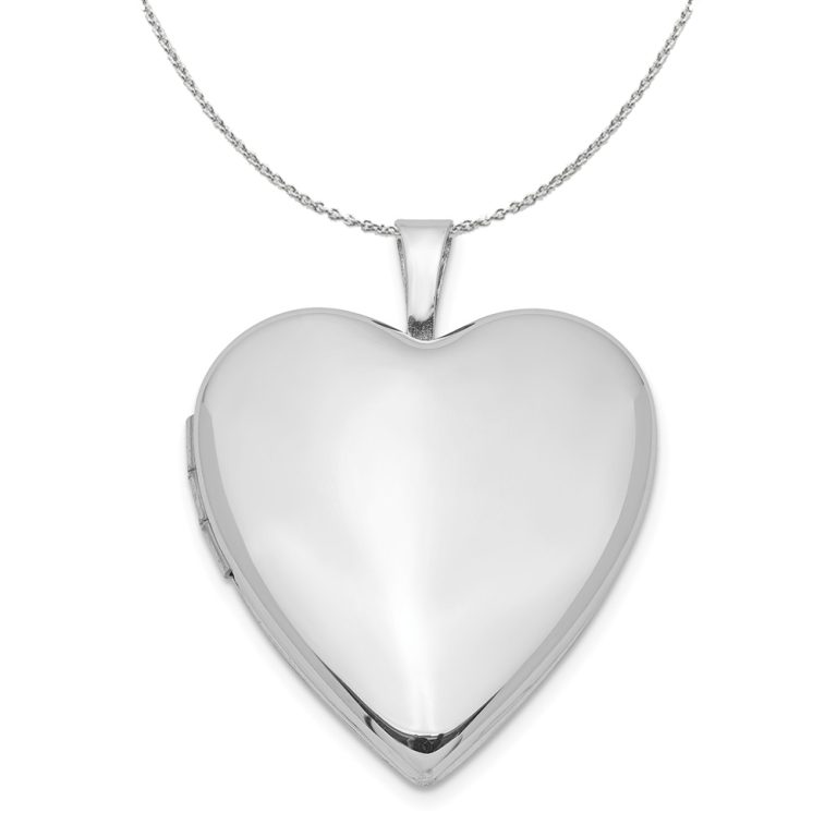 Sterling Silver 20mm Polished Heart Locket Necklace