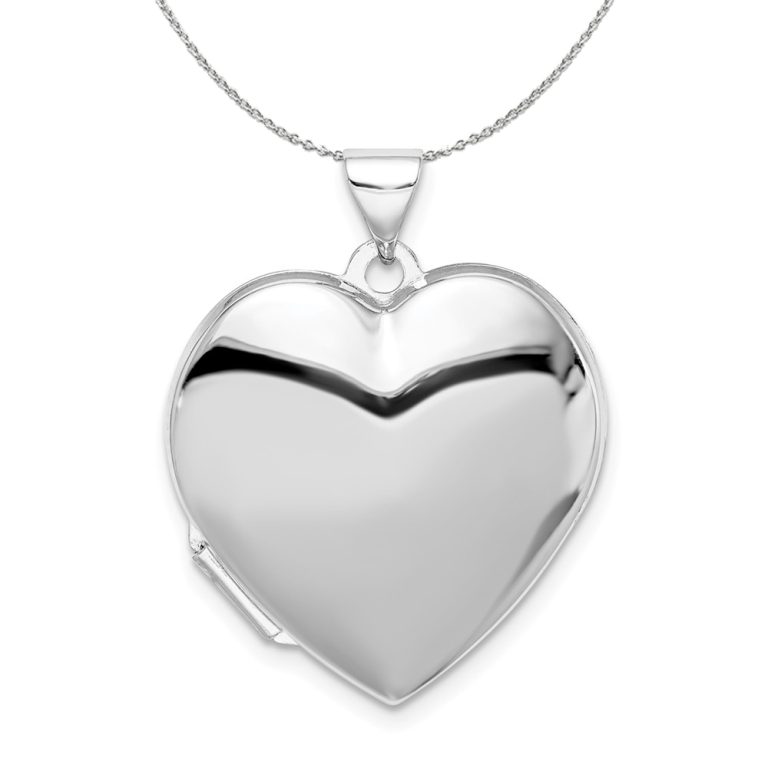 Sterling Silver 21mm Polished Heart Locket Necklace