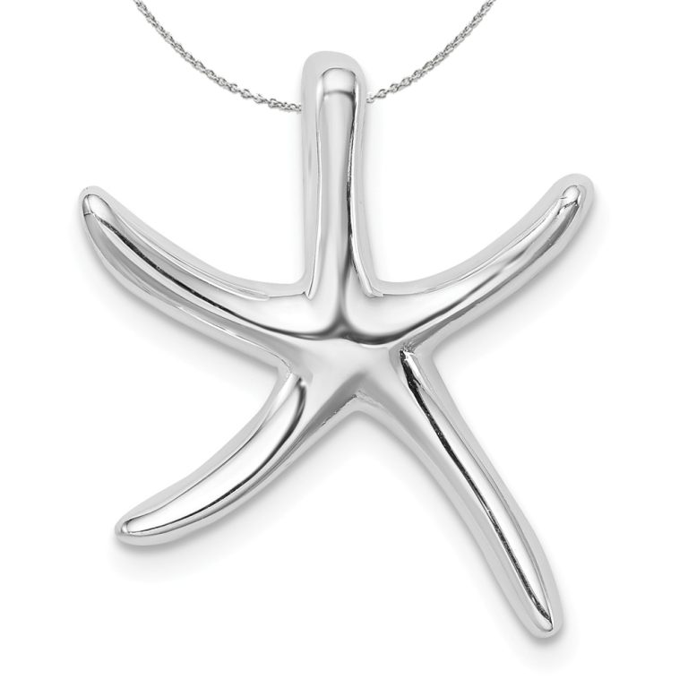 Sterling Silver 22mm Polished Pencil Starfish Slide Necklace