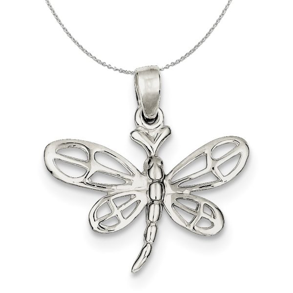 Sterling Silver 24mm Polished Dragonfly Necklace