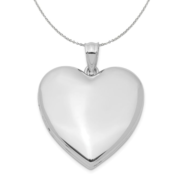 Sterling Silver 24mm Polished Heart Locket Necklace