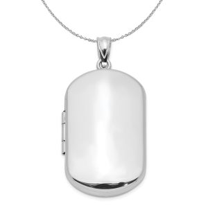 Sterling Silver 30mm Polished Rectangular Locket Necklace