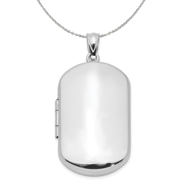 Sterling Silver 30mm Polished Rectangular Locket Necklace