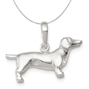 Sterling Silver 3D Dachshund Necklace