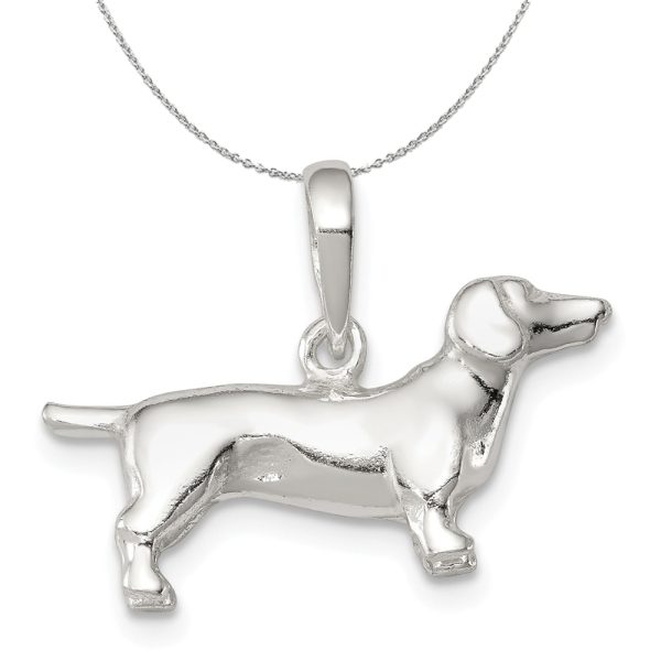 Sterling Silver 3D Dachshund Necklace