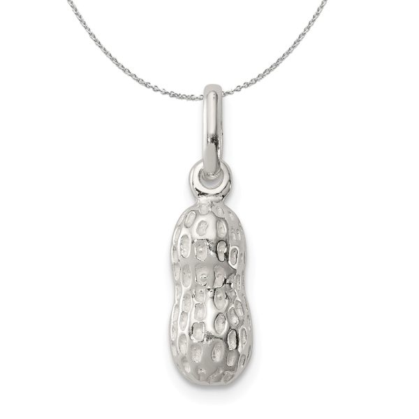 Sterling Silver 3D Peanut Charm Necklace