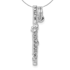 Sterling Silver 3D Polished Flute Necklace