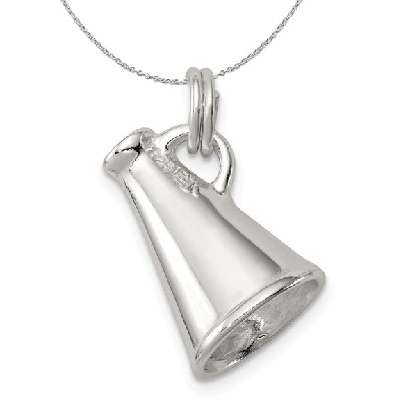 Sterling Silver 3D Polished Megaphone Charm Necklace