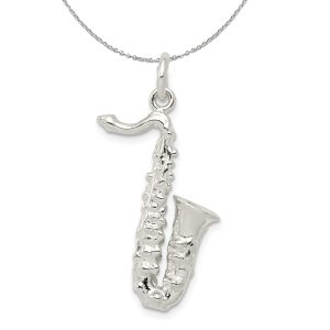 Sterling Silver 3D Saxophone Necklace