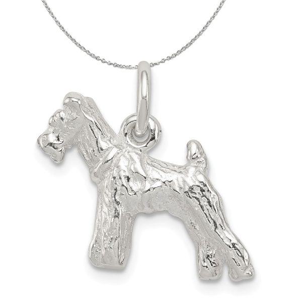 Sterling Silver 3D Schnauzer Dog Charm or Necklace