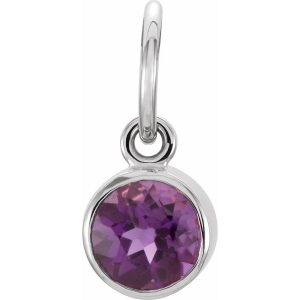 Sterling Silver 4mm Imitation Amethyst Charm or Pendant Enhancer