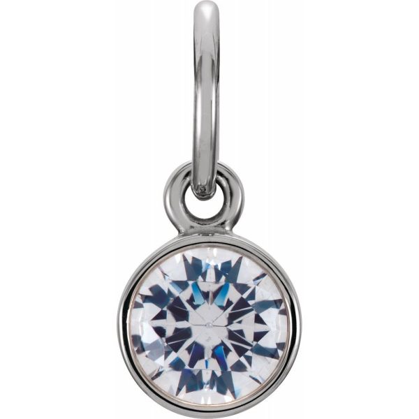 Sterling Silver 4mm Imitation Diamond Charm or Pendant Enhancer