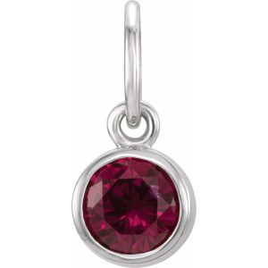 Sterling Silver 4mm Imitation Garnet Charm or Pendant Enhancer