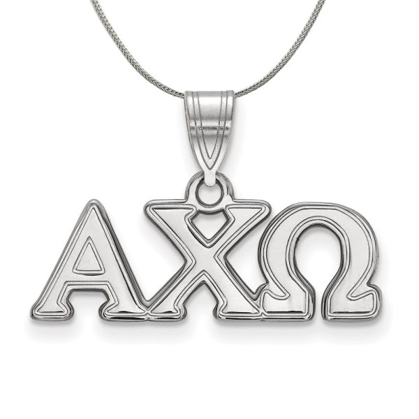 Sterling Silver Alpha Chi Omega Medium Greek Pendant Necklace