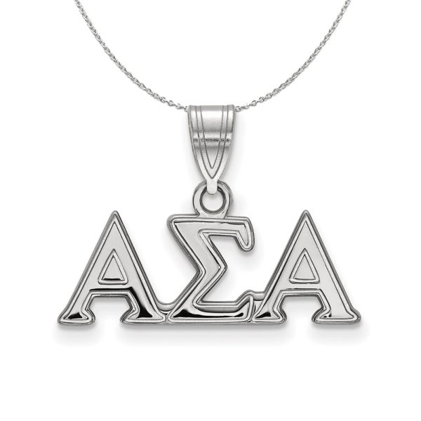 Sterling Silver Alpha Sigma Alpha Medium Greek Necklace