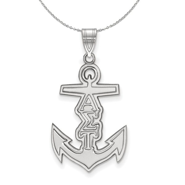 Sterling Silver Alpha Sigma Tau Medium Pendant Necklace