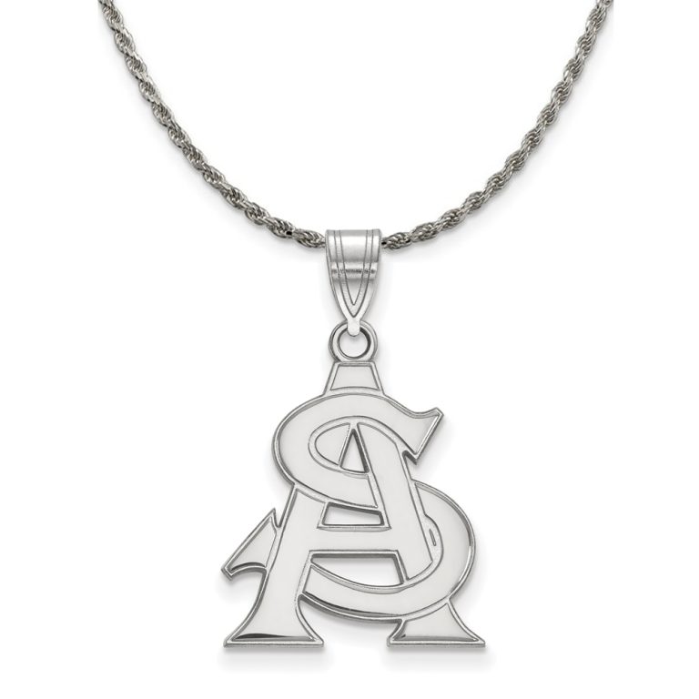 Sterling Silver Arizona State Large 'AS' Necklace