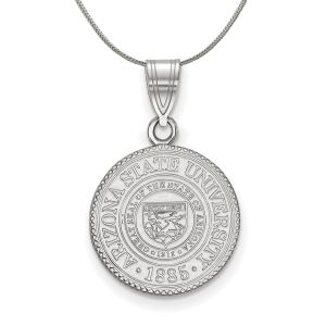 Sterling Silver Arizona State Medium Crest Pendant Necklace