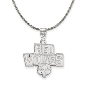 Sterling Silver Arkansas State Large Pendant Necklace