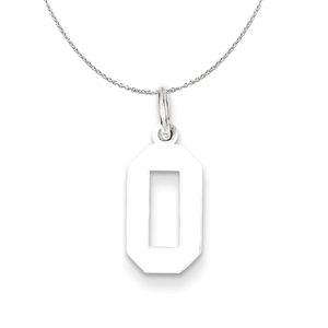 Sterling Silver, Athletic Collection Medium Polished Number 0 Necklace