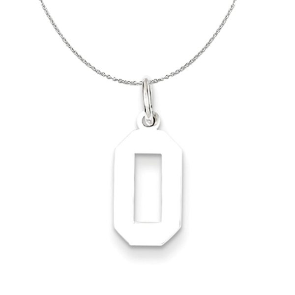 Sterling Silver, Athletic Collection Medium Polished Number 0 Necklace