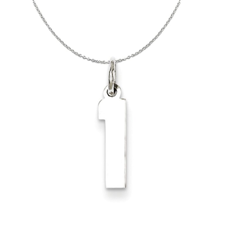 Sterling Silver, Athletic Collection Medium Polished Number 1 Necklace