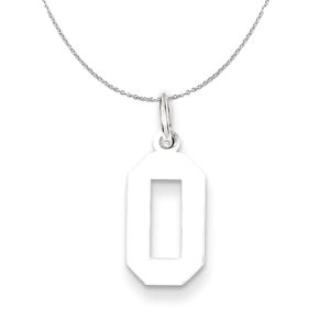 Sterling Silver, Athletic Collection, Small Polished Number 0 Necklace