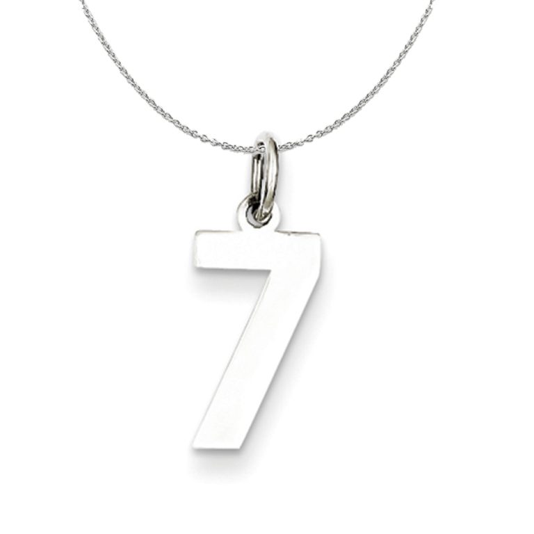 Sterling Silver, Athletic Collection, Small Polished Number 7 Necklace