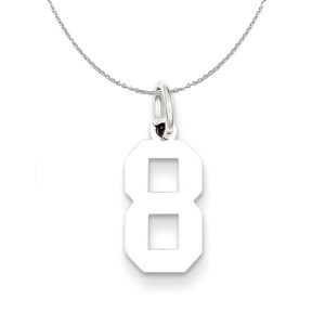 Sterling Silver, Athletic Collection, Small Polished Number 8 Necklace