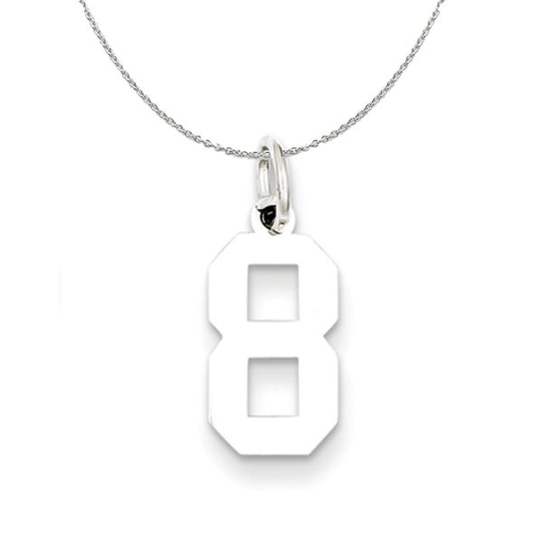 Sterling Silver, Athletic Collection, Small Polished Number 8 Necklace