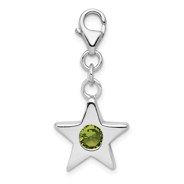 Sterling Silver August CZ Birthstone 13mm Star Clip-on Charm