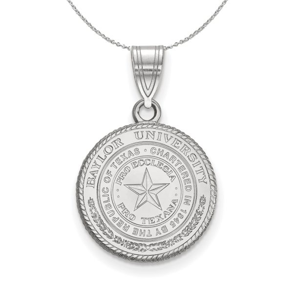 Sterling Silver Baylor U Medium Crest Pendant Necklace