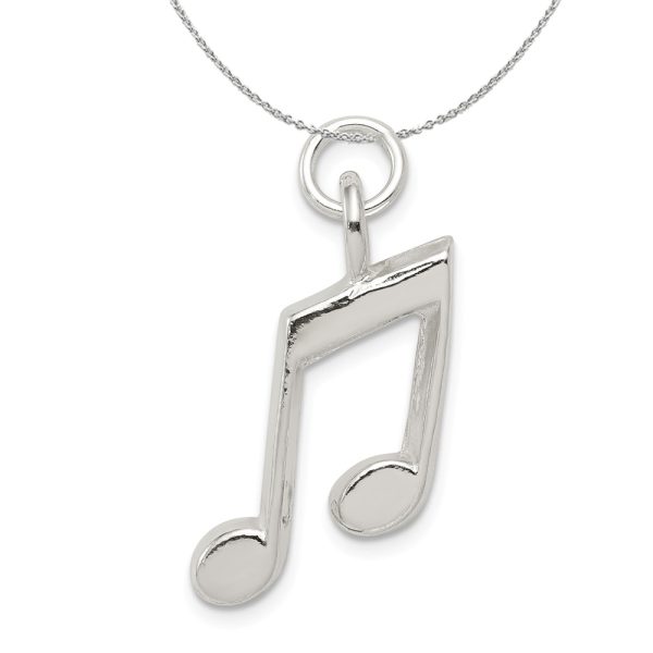 Sterling Silver Beamed Musical Notes Necklace