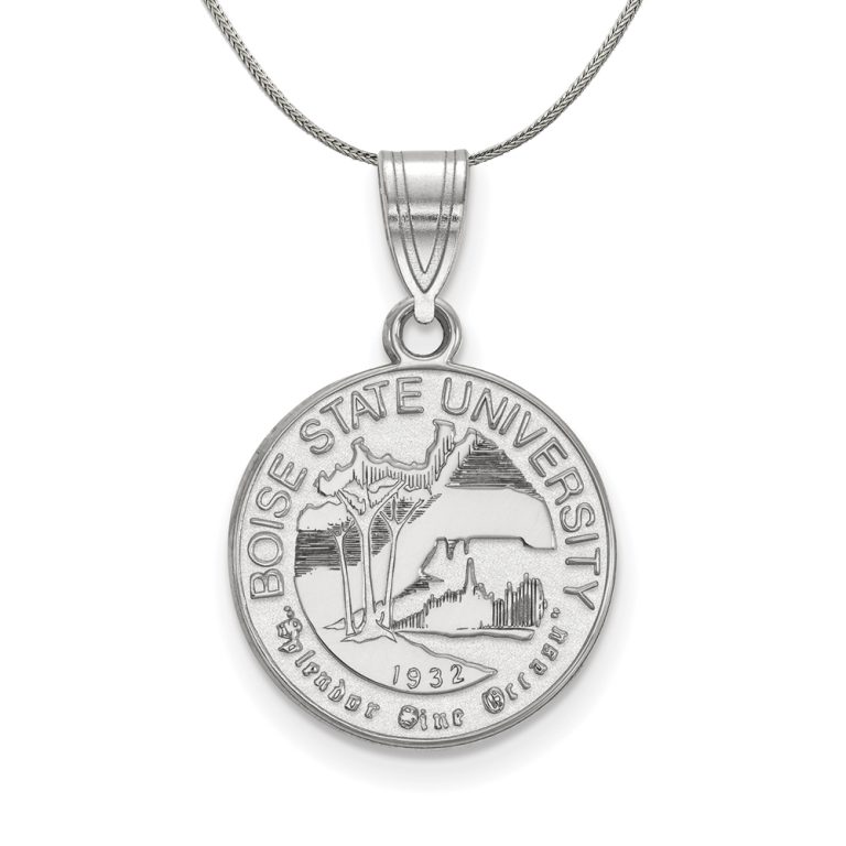 Sterling Silver Boise State Medium Crest Pendant Necklace