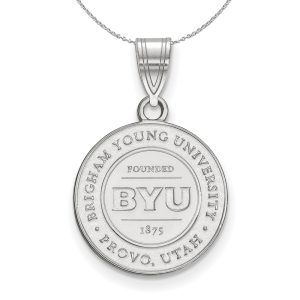 Sterling Silver Brigham Young U Medium Crest Disc Necklace