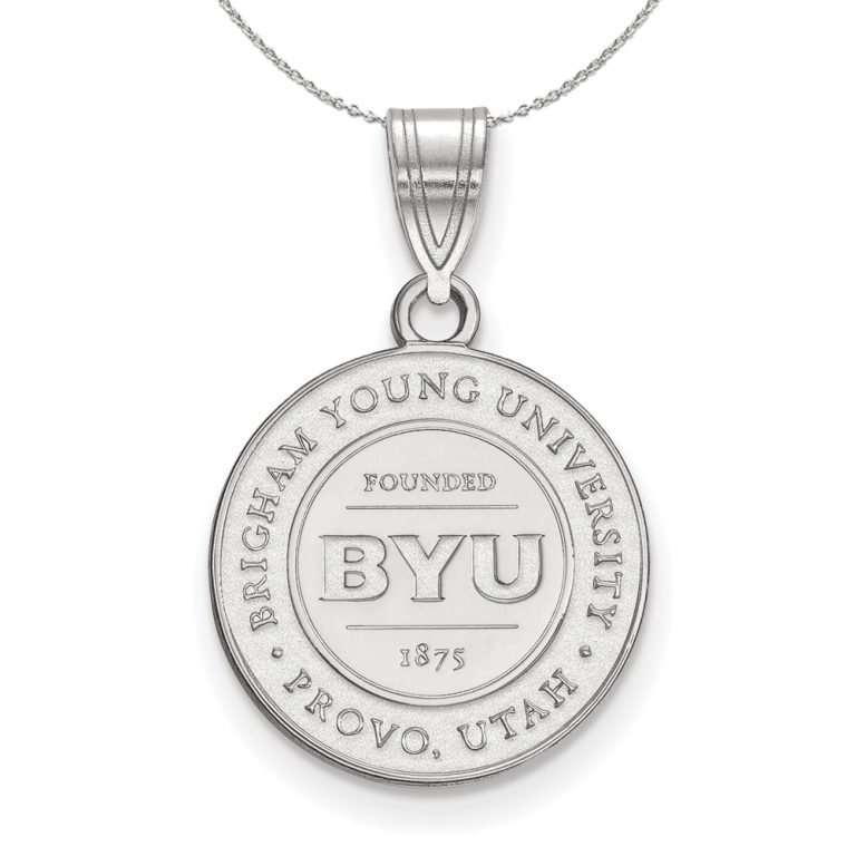 Sterling Silver Brigham Young U Medium Crest Disc Necklace