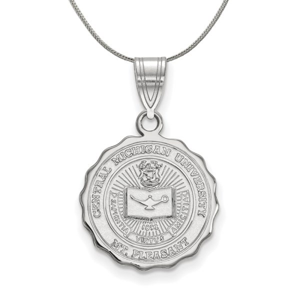 Sterling Silver Central Michigan U Medium Crest Pendant Necklace